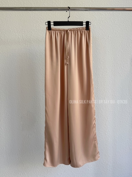 Quần Lụa Suông Dài Lưng Dây Rút OLINA Taygu | QTK35