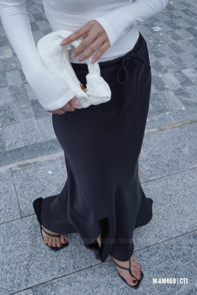 Chân Váy Lụa Hai Lớp Dáng Đuôi Cá Lưng Dây Rút EMMA Taygu | CT1