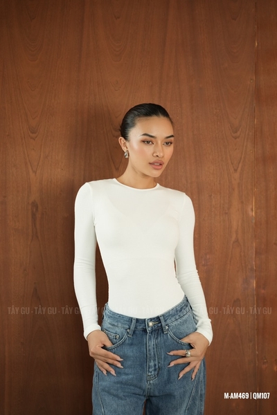 Áo Thun Gân Nhuyễn Basic Tay Dài Cổ Tròn Taygu | AM469