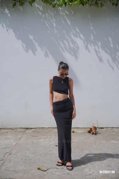 Set Thiết Kế Áo Váy Xoắn Cuộn Đỏ Đô KAMI Taygu | STK40