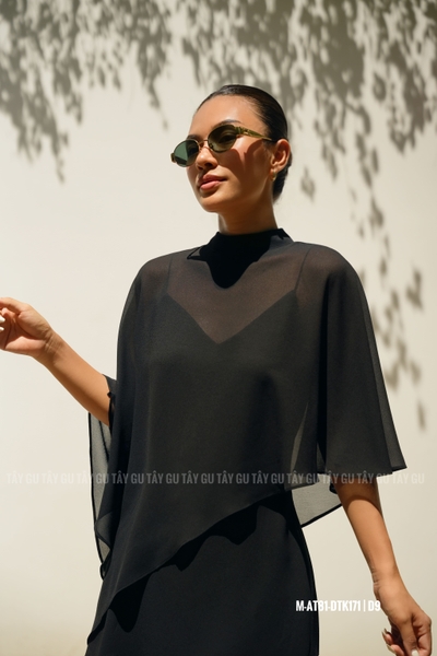Áo Choàng Chiffon Cổ Cao Dáng Xéo Thanh Lịch FAYER Taygu | AT81