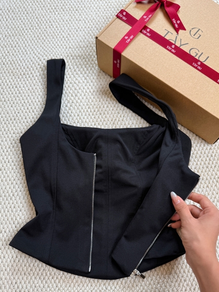 Áo Corset Hai Lớp Cổ Vuông Thắt Eo GIANA Taygu | AT55