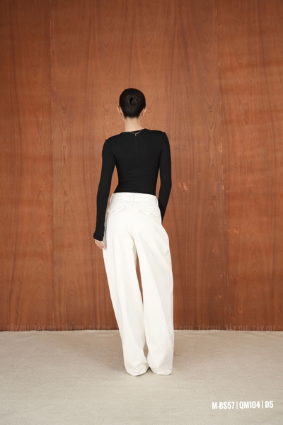 Quần Jean Ống Suông Trắng Kem Basic QILA Taygu | QM104