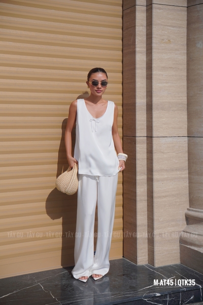 Quần Lụa Suông Dài Lưng Dây Rút OLINA Taygu | QTK35