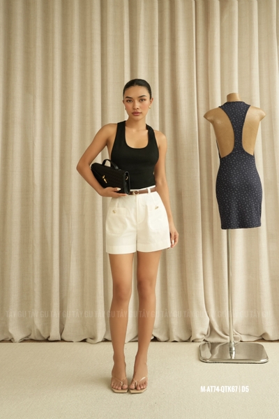 Quần Short LINEN Trắng Hai Túi Trước USHA Taygu | QTK67