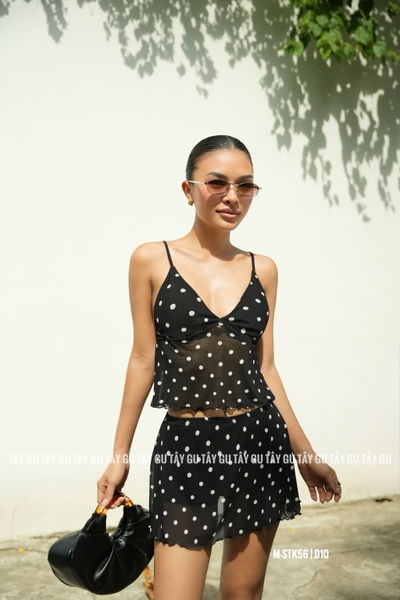 Set Áo Hai Dây Với Chân Váy Phối Lưới DIAN Taygu | STK56