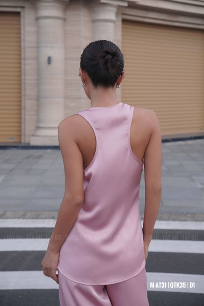 Áo Lụa Ba Lỗ Cổ Chữ U Sâu Khoét Lưng MIANA Taygu | AT31