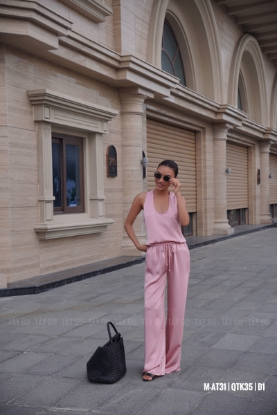 Quần Lụa Suông Dài Lưng Dây Rút OLINA Taygu | QTK35