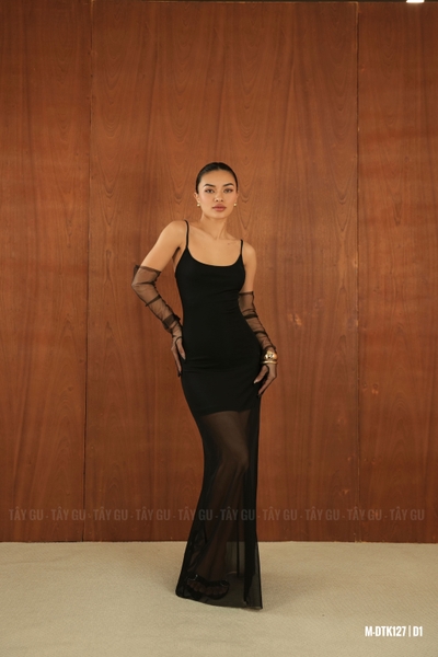 Đầm Hai Dây Ôm Body Lưới Đen CANY Taygu | DTK127