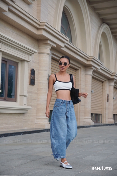 Áo Croptop Hai Dây Viền Đen AULA Taygu | AT47