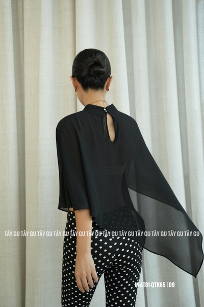 Áo Choàng Chiffon Cổ Cao Dáng Xéo Thanh Lịch FAYER Taygu | AT81