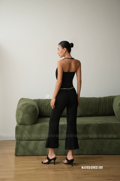 Áo Chiffon Đen Nữ Cổ V Trễ Vai 2 Cách Mặc VELVA | AT93