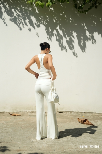 Quần Thun Trắng Bản To Dáng Loe SODA Taygu | QTK61