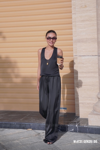 Quần Lụa Suông Dài Lưng Dây Rút OLINA Taygu | QTK35