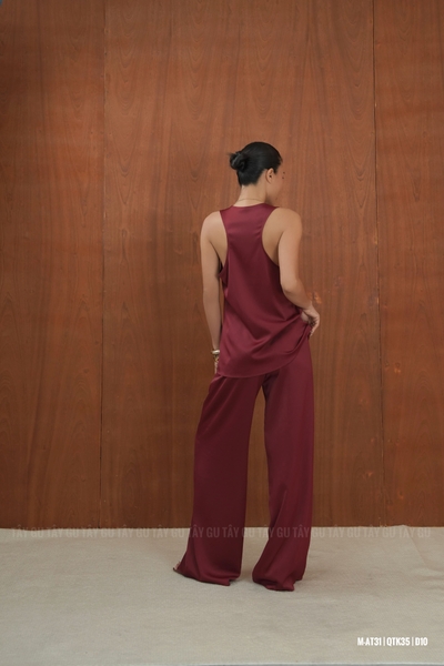 Quần Lụa Suông Dài Lưng Dây Rút OLINA Taygu | QTK35