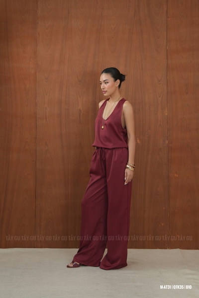 Quần Lụa Suông Dài Lưng Dây Rút OLINA Taygu | QTK35