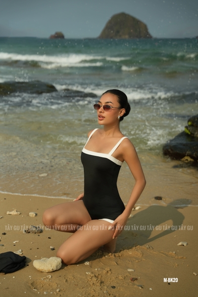 Bikini Bodysuit Hai Dây Viền Trắng ALOHA Taygu | BK20
