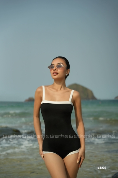 Bikini Bodysuit Hai Dây Viền Trắng ALOHA Taygu | BK20