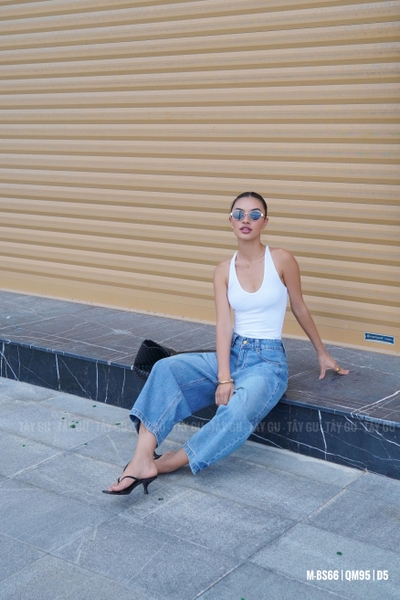 Quần Baggy Jean Xanh Ống Cong Form Lửng Trendy FUNHI Taygu | QM95