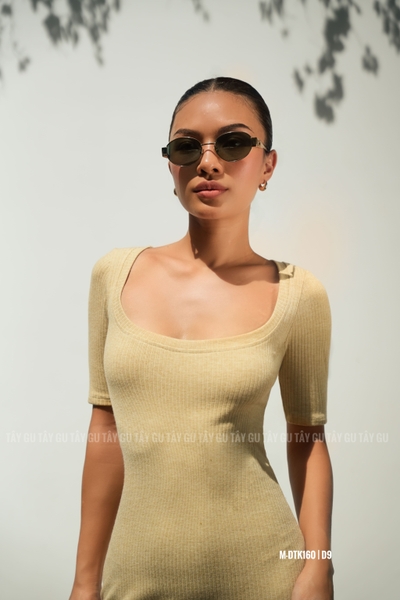 Đầm Lửng Cổ U Tay Ngắn Vàng VIVA Taygu | DTK160