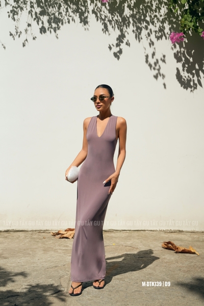 Đầm Chéo Lưng Bảng To Cổ V Dáng Maxi DASSA Taygu | DTK139