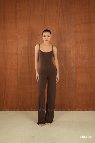 Jumpsuit Thun Nâu Hai Dây Ống Suông NOVA Taygu | JTK21