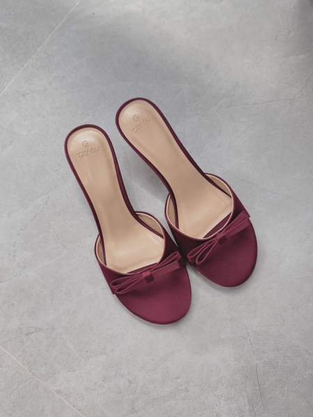 Guốc Cao Gót 3cm Mũi Tròn Bọc Lụa Satin LOLA Taygu | D6