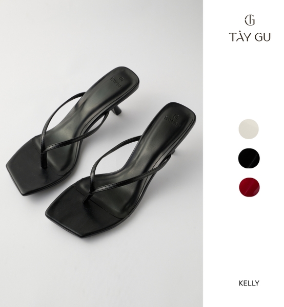 Dép Xỏ Ngón Cao Gót 5cm Mũi Vuông KELLY Taygu | D5