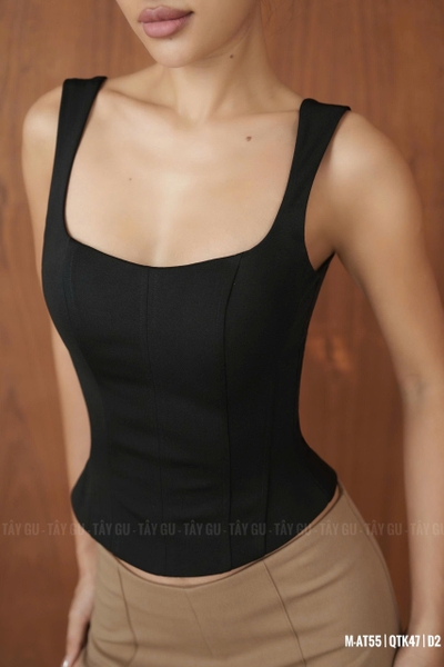 Áo Corset Hai Lớp Cổ Vuông Thắt Eo GIANA Taygu | AT55