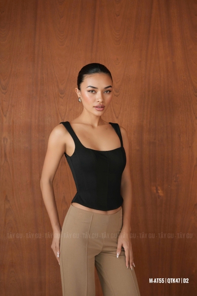 Áo Corset Hai Lớp Cổ Vuông Thắt Eo GIANA Taygu | AT55