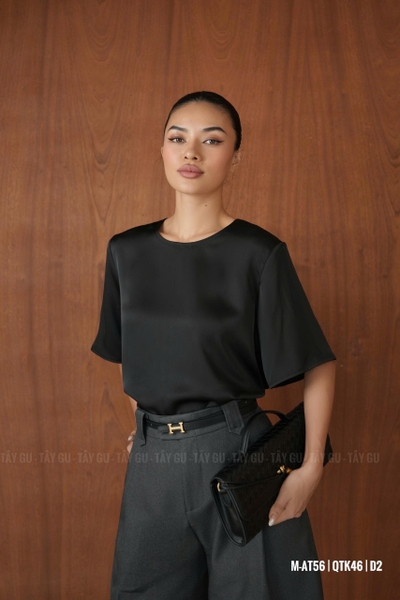 Áo Lụa Cổ Tròn Tay Ngắn CAMI Taygu | AT56