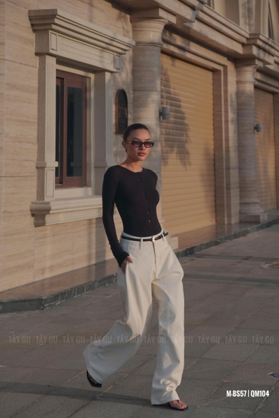 Quần Jean Ống Suông Trắng Kem Basic QILA Taygu | QM104