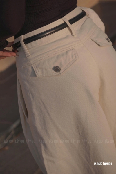 Quần Jean Ống Suông Trắng Kem Basic QILA Taygu | QM104