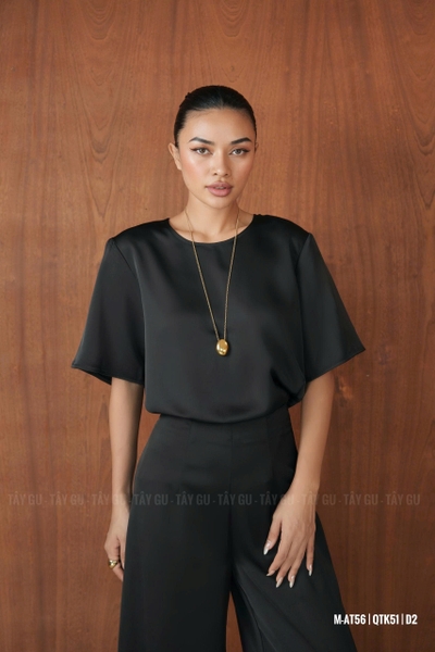 Áo Lụa Cổ Tròn Tay Ngắn CAMI Taygu | AT56
