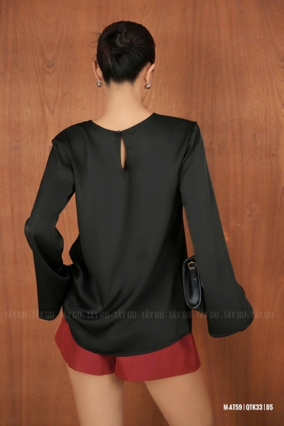 Áo Lụa Cổ Tròn Tay Dài Thanh Lịch MAEVA Taygu | AT59