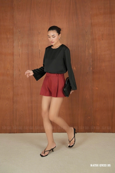 Áo Lụa Cổ Tròn Tay Dài Thanh Lịch MAEVA Taygu | AT59