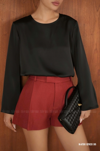 Áo Lụa Cổ Tròn Tay Dài Thanh Lịch MAEVA Taygu | AT59