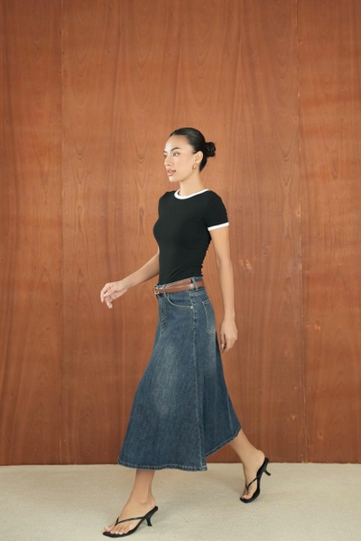 Chân Váy Dài Midi Jean Dáng Chữ A ELAN Taygu | CV114