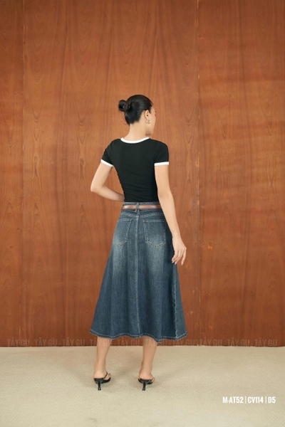 Chân Váy Dài Midi Jean Dáng Chữ A ELAN Taygu | CV114