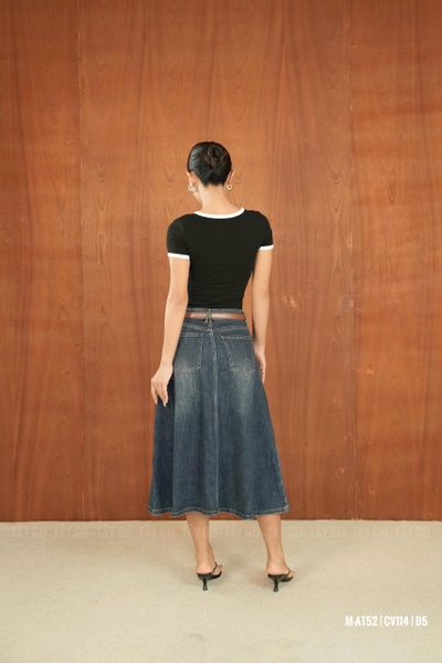 Chân Váy Dài Midi Jean Dáng Chữ A ELAN Taygu | CV114