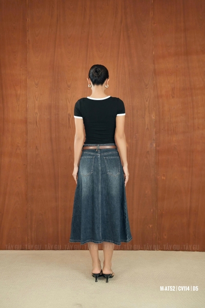 Chân Váy Dài Midi Jean Dáng Chữ A ELAN Taygu | CV114