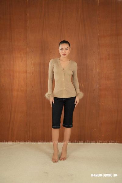 Áo Len Tay Dài Cổ Tim Tay Lông FETHE Taygu | AM504