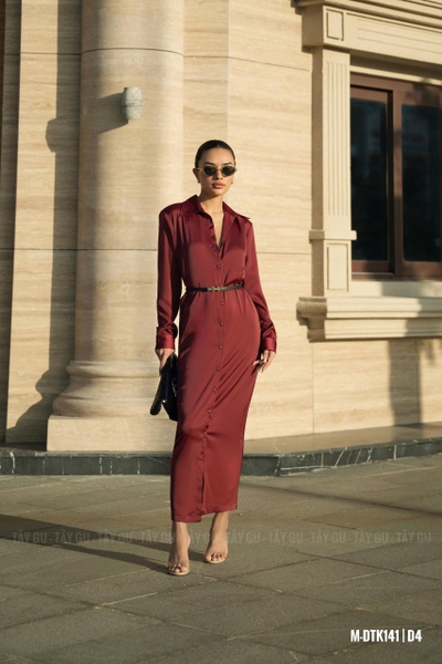 Đầm Sơ Mi Lụa Đỏ Thanh Lịch NICA Taygu | DTK141