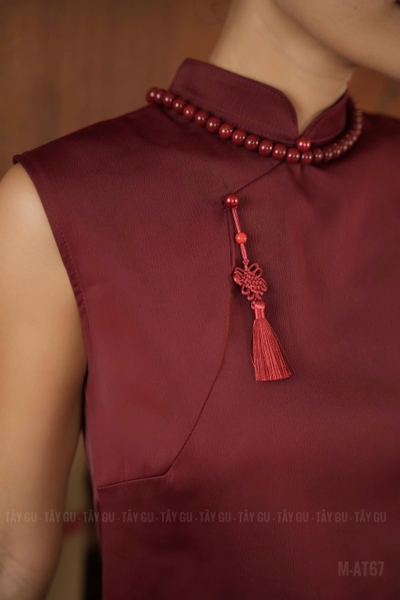 Áo Lụa Đỏ Tay Ngắn Diện Tết Ý AN Taygu | AT67