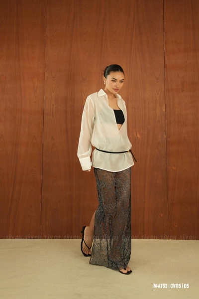 Chân Váy Bling Dài Xuyên Thấu Xẻ Sau QUINSA Taygu | CV115