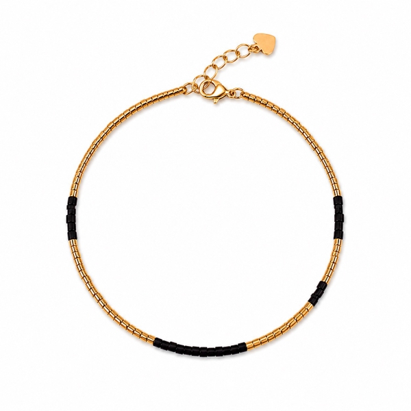 HUMANITY HANOI -  Black & 24K Gold Plated Bead Bracelet