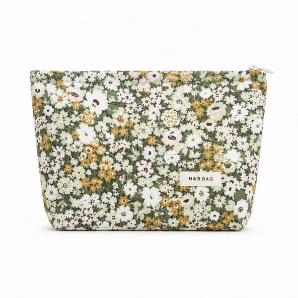 Make Up Purse - Tiny Flower in Green