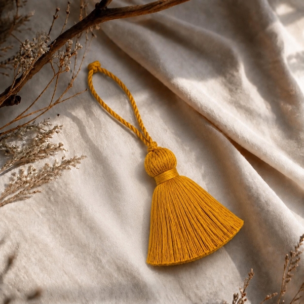 Macrame CHRISTMAS Ornament - Tassel in Mustard
