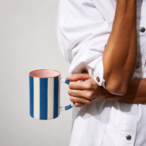 BÁT TRÀNG CERAMIC - Striped Mug in Navy