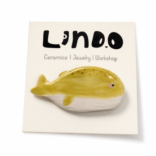 LINDO CRAFTS - Yellow Whale Ceramic Pin